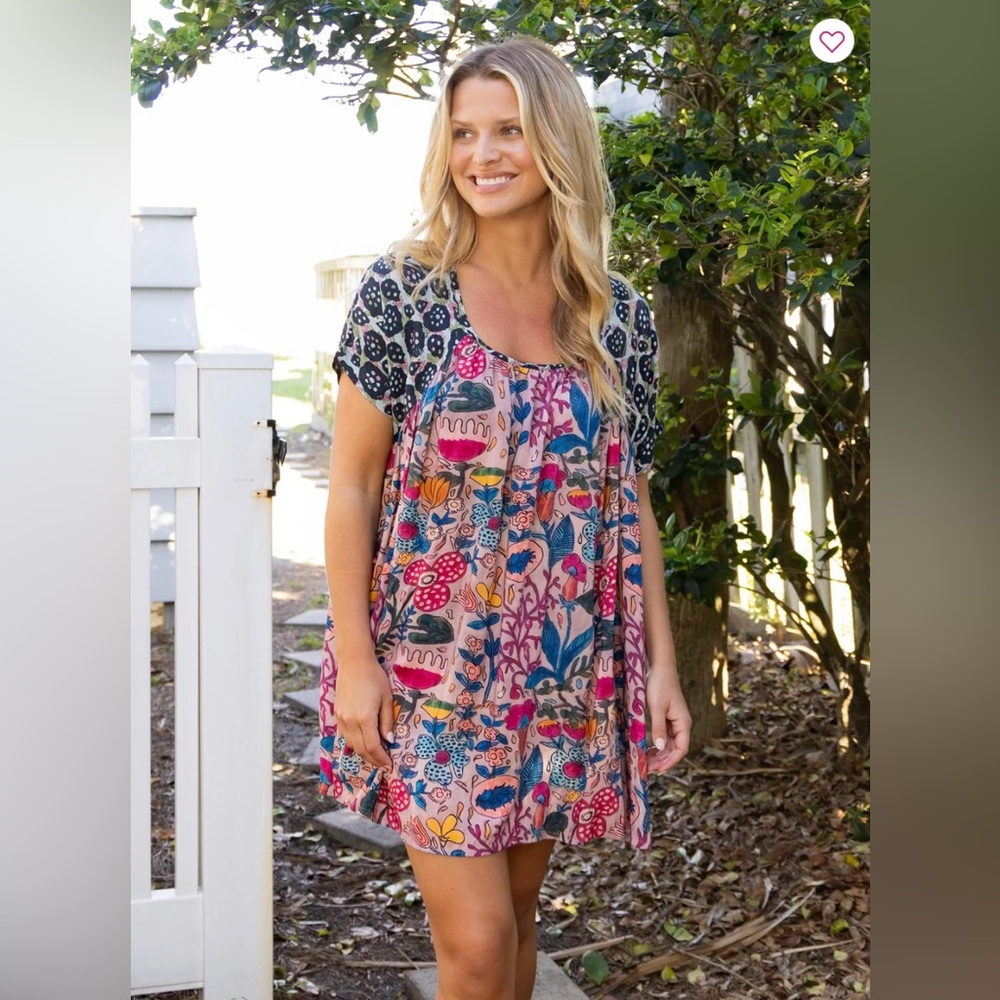 Natural Life Pink Floral Mixed Print Mini Dress 🌸
